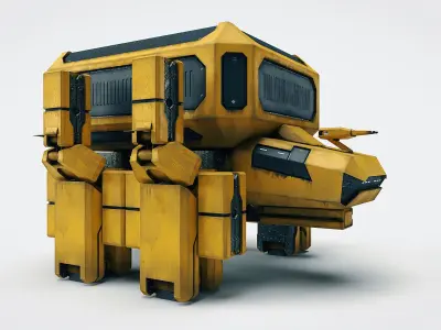 Spaceship Fighter - Sci-Fi Modular Animated  4K Textures Low-poly 3D model