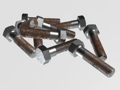 Rusty bolt set 3D model