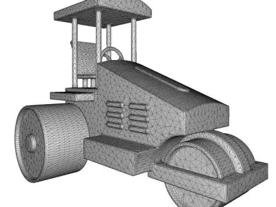 Wooden Road Roller Toy Low-poly 3D model