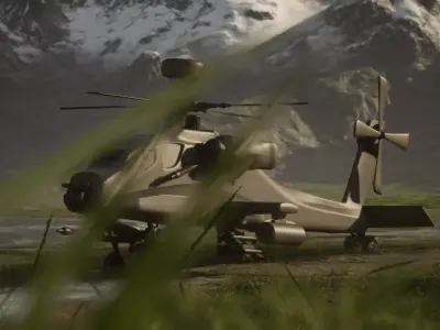 AgustaWestland AH-64 Attack Helicopter Low-poly 3D model