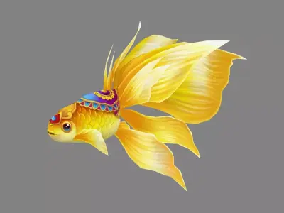 Cartoon goldfish mount Low-poly 3D model