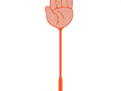 Orange Fly Swatter in Shape of Hand 3D model