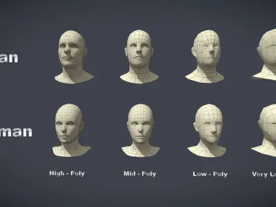 Human Parts Collection Low-poly 3D model