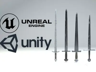 Medieval slavic swords game asset Free low-poly 3D model