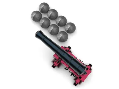 Cannon With Cannonball 3D model