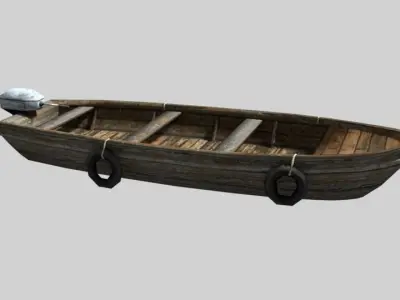 Free Game Ready Wooden Boat Free low-poly 3D model