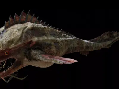 Abyssal Terror - 3D Model and Animation of a  Fish Creature Low-poly 3D model
