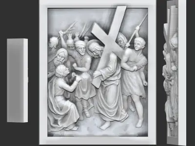 Jesus dried by Veronica -Way Of The Cross 14 Stations Via Crucis Free 3D print model