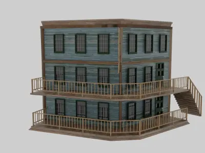 Wild West - Hotel Low-poly 3D model