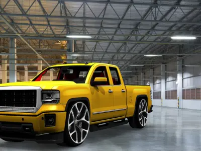 customized yellow GMC Sierra 3D model