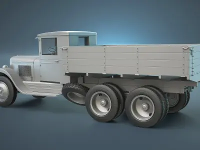 ZIS-6 Flatbed Truck High-Poly 3D model