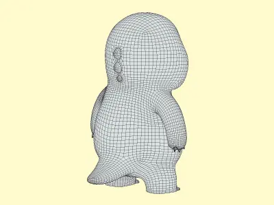 Chubby Yellow Dinosaur Cartoon Low Poly PBR Realistic Low-poly 3D model