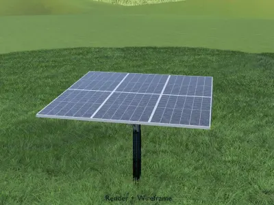 Agricultural photovoltaic solar-power-system with animation 4m Low-poly 3D model