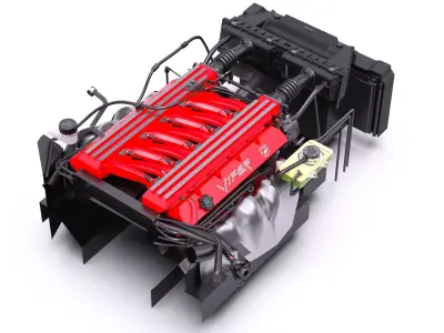 Dodge Viper V10 Engine Low-poly 3D model