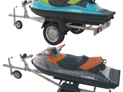  jet ski and trailer 3D model