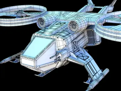 Battle sci-fi hehlicopter 3D model