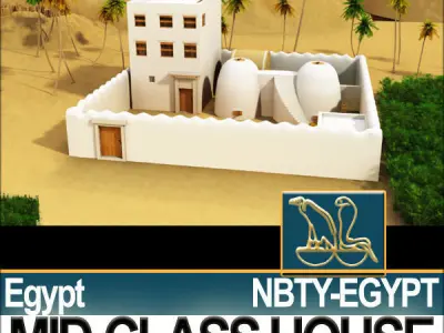 Ancient Egyptian Middle Class Complete House and Set Inter 3D model