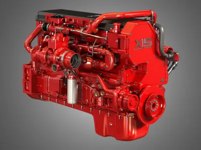 X15 Heavy Duty Truck Engine - 6 Cylinder Diesel Engine 3D model