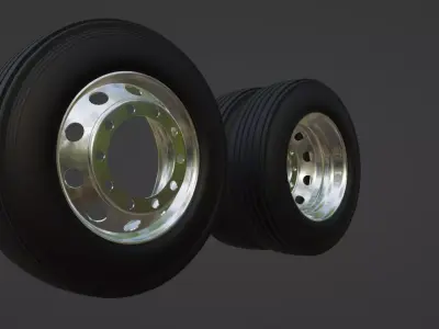 Wheel rims with truck tires 10 knots Free 3D model