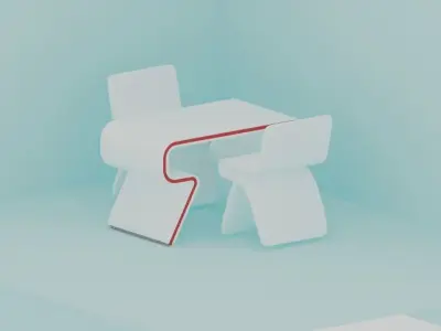 multi chair and table Free low-poly 3D model