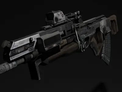 Sci-fi Assault Rifle  Game Ready  - Flatline Low-poly 3D model