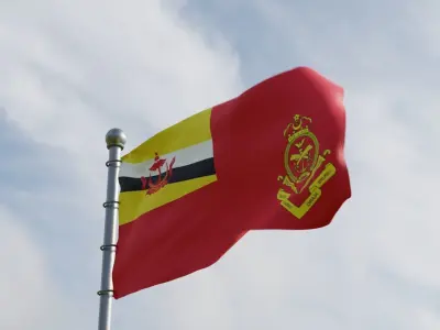 Animated Brunei Flags 3D model