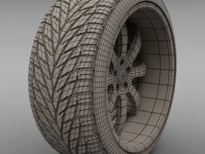 Savini Forged SV-28S Wheel and Tire 3D model