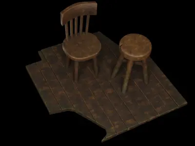 inn chair wood  Free low-poly 3D model