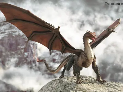 Fantasy Dragon Rigged for Maya 3D model