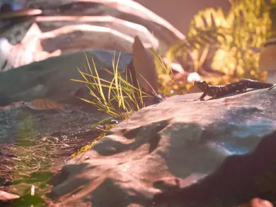 Ecosystem low scale plant Grass and animals 3D model