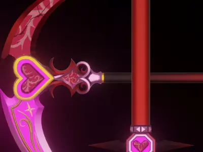 Love Corrupted Scythe Stylized Fantasy Weapon Low-poly 3D model