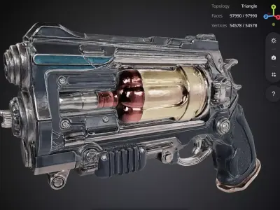 Revolver Gun 3D model 7