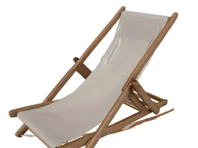 Folding Wooden Deck Beach Chair 3D model