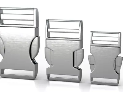 Set of 3 Buckles for Lanyards or similar Low-poly 3D model Low-poly 3D model