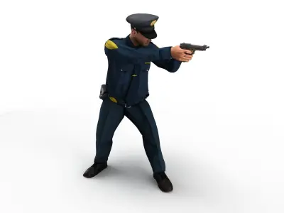 policeman gun in hand ready to shoot 3D model