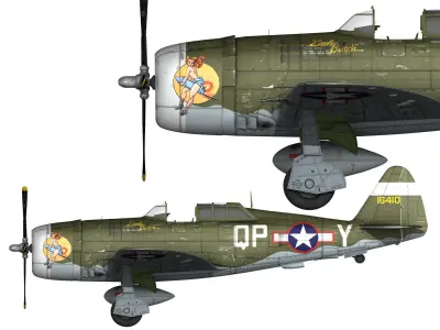 Republic P-47C Thunderbolt - Little Butch - QP-V 3D model