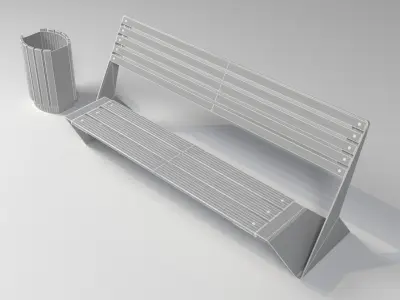 Street bench 3D model 8