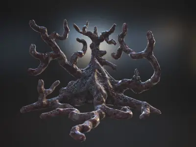 Biomass corruption alien plant - gameready Low-poly with PBR Low-poly 3D model