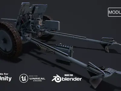 PAK 36 modular game ready 3d model Low-poly 3D model