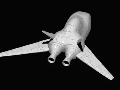Spaceship with two wings 3D model