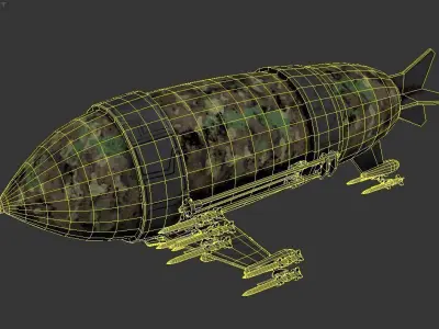 3D model of a missile or torpedo-like object Low-poly 3D model