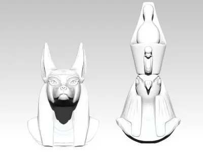 Horus Anubis pair head bust model 3D print model