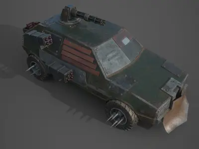 Post Apocalyptic Monster VW Golf Low-poly 3D model