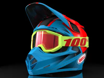 Bell Off-Road Motorcycle Helmet in Blue 3D model