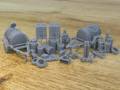 MILITARY FUEL PROPS FOR WAR TERRAIN 1-35 SUPPORTED STL 3D print model