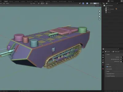 Saint Chamond TANK BASE MESH Low-poly 3D model