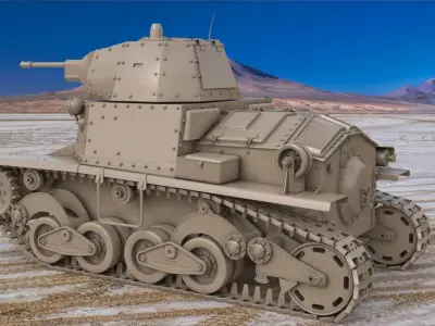 Tank L6 40 Ansaldo Fiat Italian Clay Vray 3D model