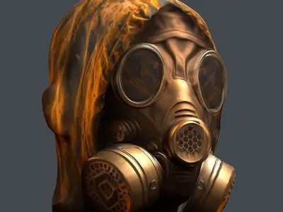 Gas mask helmet 3d model military combat Low-poly 3D model Low-poly 3D model 6