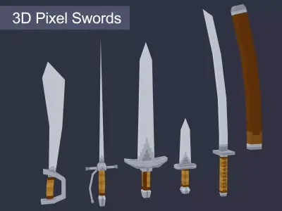 3D Pixel Swords Free low-poly 3D model