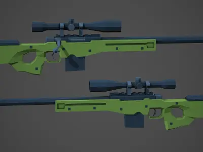 Stylized AWP Sniper Low Poly Mobile Ready Low-poly 3D model